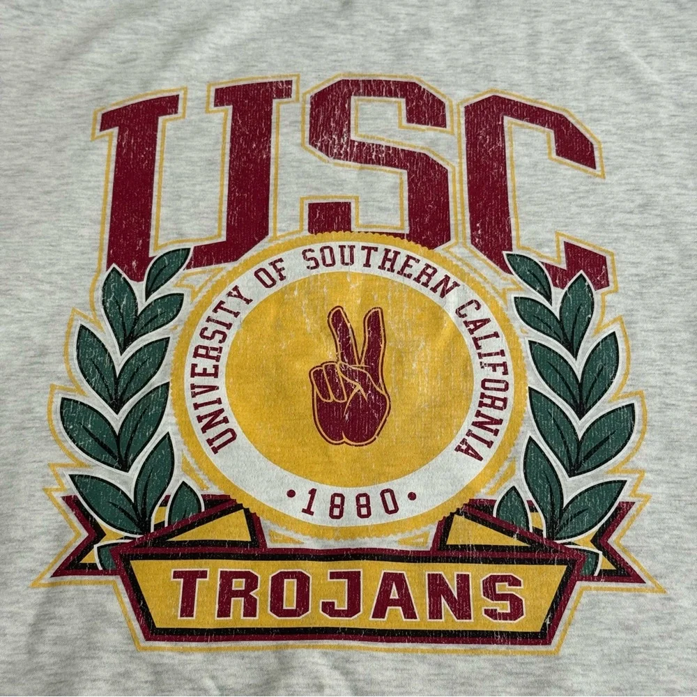 USC Trojans Oversized Sweater XXL Gameday Couture Gray Drop Shoulder Crew Neck - Picture 3 of 10